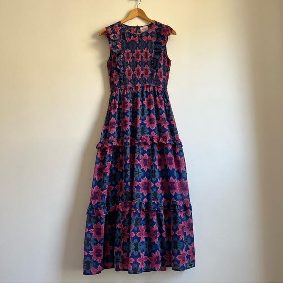 Banjanan Iris Dress in Shibori Clamp Dye Blueprint - Picture 4 of 16